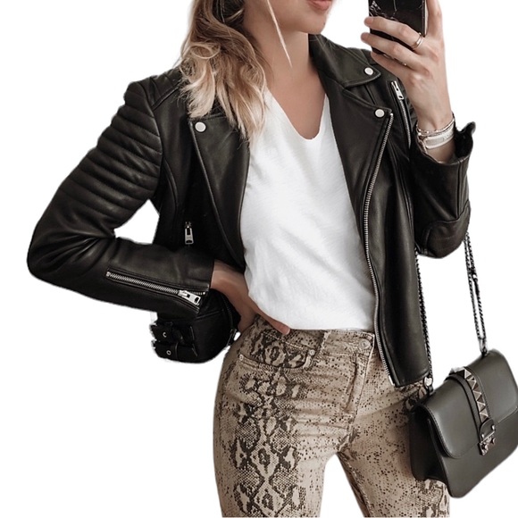 All Saints Black Leather Motorcycle US 6 Medium - Picture 6 of 6